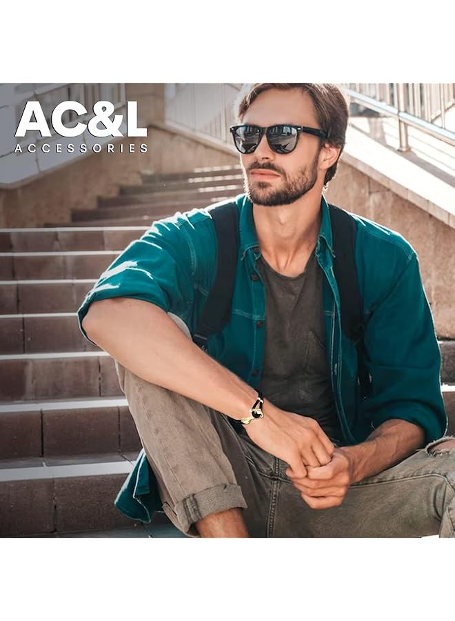 AC&L Metallic Steel Anchor Design mounted on genuine double braided leather bracelet For the sailing enthusiasts - Image 2