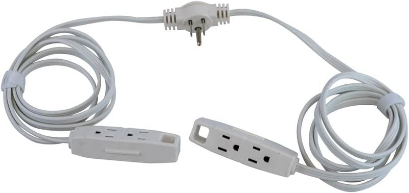 Woods Woods 67014340 Sofa Cord 6 Total Outlets 6 Foot Cord on Each Side 16 Gauge 3 Prong Grounded Plug  White  - Image 1