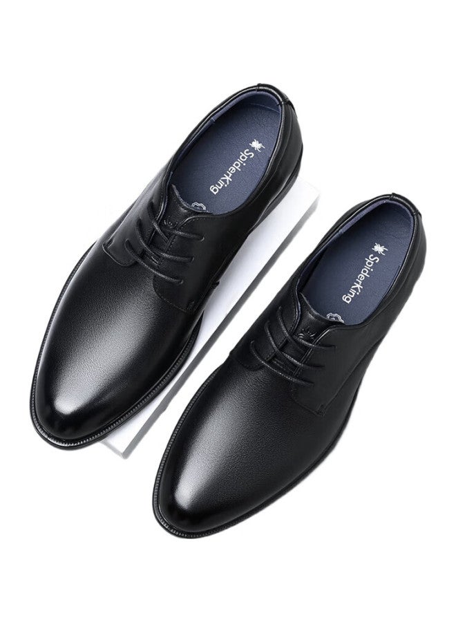 Spider King Leather Shoes For Men, Formal Shoes, Glossy Derby Lace-Up British Style Top-Grain Cowhide Wedding Shoes For Men 22490 Black 43 - Image 2