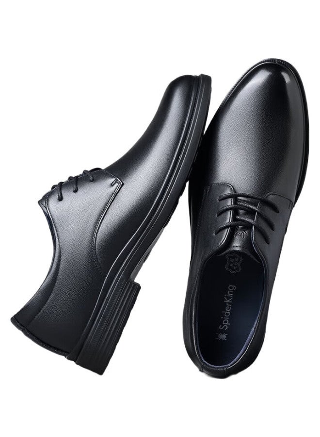 Spider King Leather Shoes For Men, Formal Shoes, Glossy Derby Lace-Up British Style Top-Grain Cowhide Wedding Shoes For Men 22490 Black 43 - Image 3