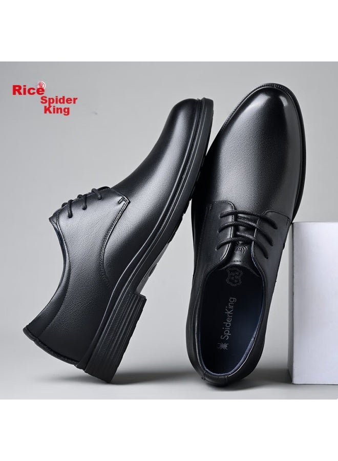 Spider King Leather Shoes For Men, Formal Shoes, Glossy Derby Lace-up British Style Top-grain Cowhide Wedding Shoes For Men 22490 Black 43 - Image 3
