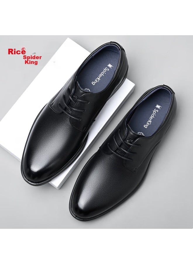 Spider King Leather Shoes For Men, Formal Shoes, Glossy Derby Lace-up British Style Top-grain Cowhide Wedding Shoes For Men 22490 Black 43 - Image 1
