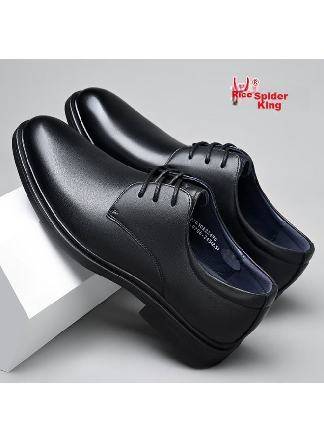 Spider King Leather Shoes For Men, Formal Shoes, Glossy Derby Lace-up British Style Top-grain Cowhide Wedding Shoes For Men 22490 Black 43 - Image 2