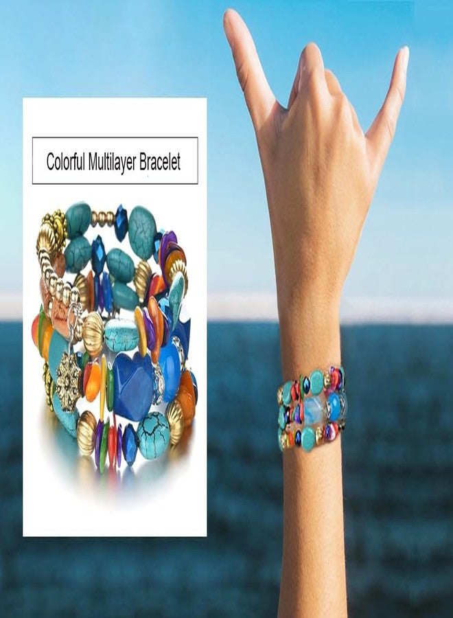 WLL Boho Colorful Multilayer Irregular Agate Beads Charm Bracelets for Women Vintage Jade Stone Man Bracelets Yoga Bangles Ethnic Jewelry (A:Colorful) - Image 2