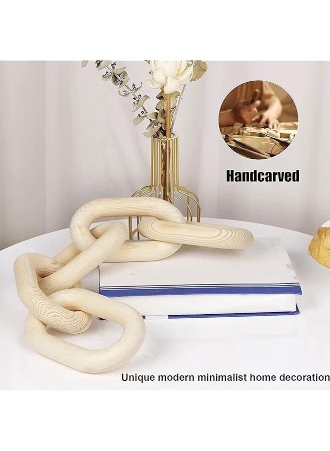 ZVEV Wood Chain Link Decor 5 Link Wooden Decorative Chain Accents Coffee Table Shelf Decor Aesthetic Living Room - Image 3