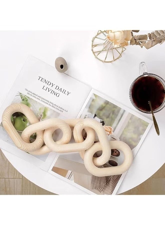 ZVEV Wood Chain Link Decor 5 Link Wooden Decorative Chain Accents Coffee Table Shelf Decor Aesthetic Living Room - Image 1
