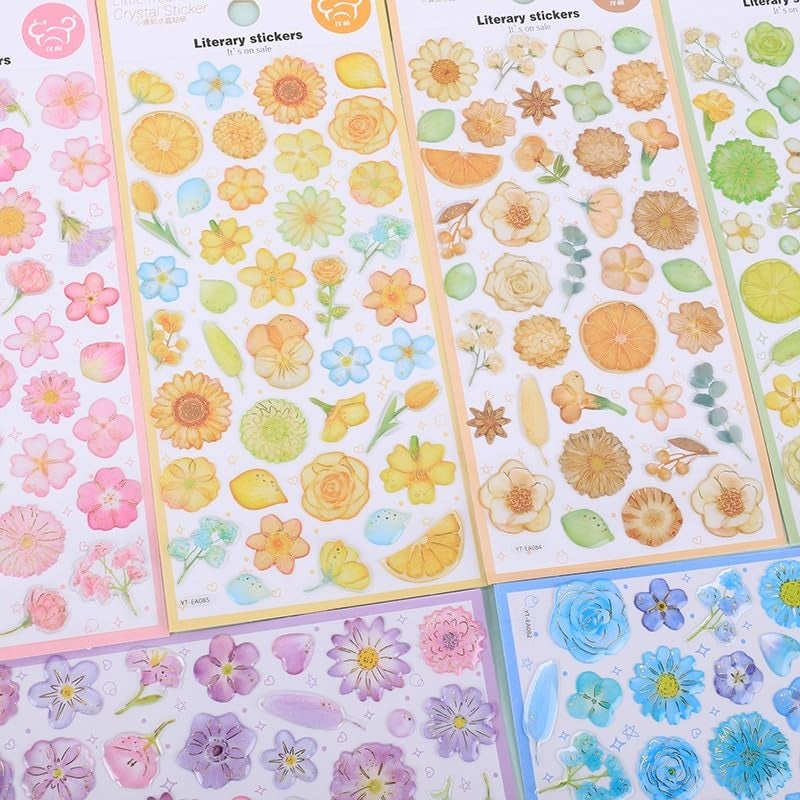 DEOXY Pack of 6 Sheet Super Shiny 3D Puffy Stickers Set, DIY for Girls, Aesthetic Sticker, Cute Stickers, Self Adhesive Stickers Set for Birthday Return Gifts (DX-009) - Image 2