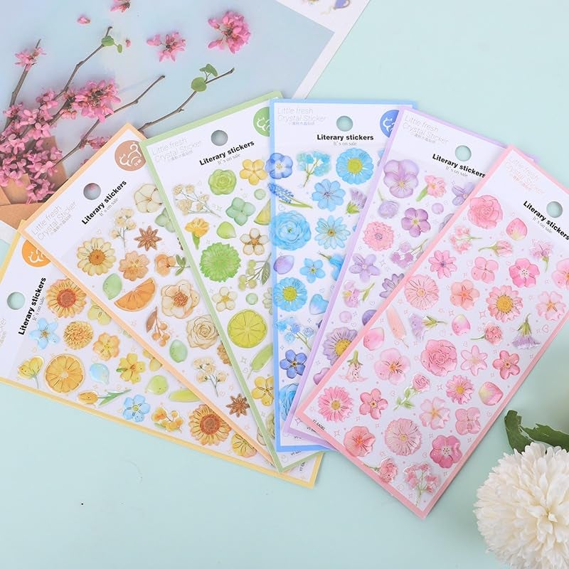 DEOXY Pack of 6 Sheet Super Shiny 3D Puffy Stickers Set, DIY for Girls, Aesthetic Sticker, Cute Stickers, Self Adhesive Stickers Set for Birthday Return Gifts (DX-009) - Image 1