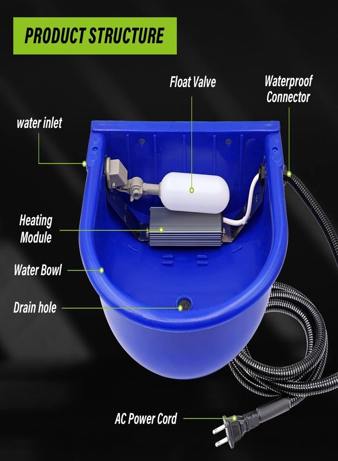 MINYULUA وعاء ماء ساخن أوتوماتيكي للكلاب من مينيولوا، سعة 2.5 لتر، وعاء كبير لشرب الماء للحيوانات الأليفة، مناسب للكلاب والخيول والأبقار والماعز والخنازير والحيوانات الأخرى. - Image 4