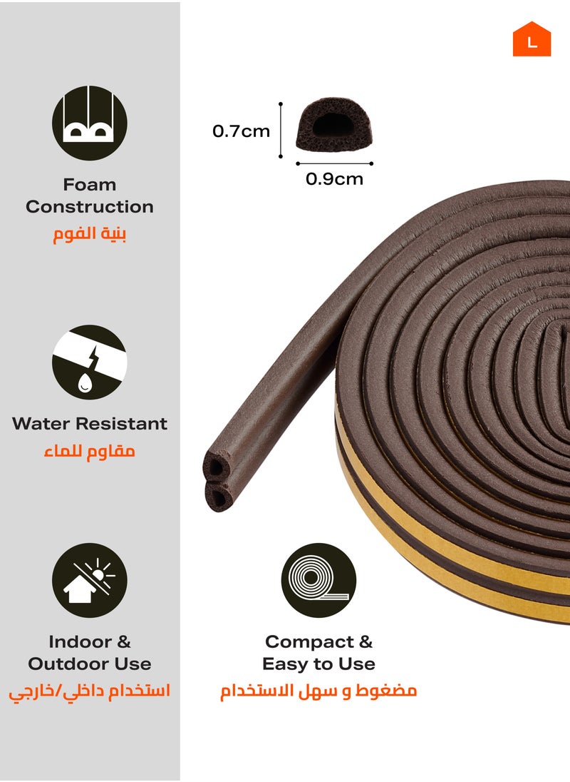 LAWAZIM - Snail Sealing Strip 2.5m 2 Piece | Door Seal Strip Window and Door Soundproofing Self-Adhesive Backing D-Shape Door Weather Stripping for Door Frame - Image 1