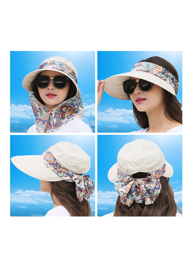Generic Sun Visor Hat Outdoor 2-in-1 Wide Brim Hat with Detachable Neck Protector Hood and Neck Protector Scarf UPF 50+ Anti-UV Summer Beach Hat  - Image 4