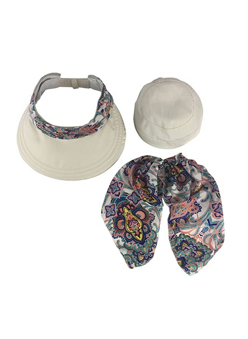Generic Sun Visor Hat Outdoor 2-in-1 Wide Brim Hat with Detachable Neck Protector Hood and Neck Protector Scarf UPF 50+ Anti-UV Summer Beach Hat  - Image 2
