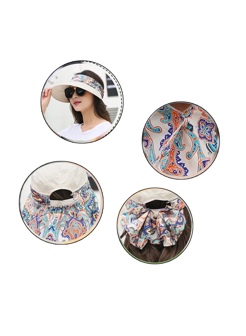 Generic Sun Visor Hat Outdoor 2-in-1 Wide Brim Hat with Detachable Neck Protector Hood and Neck Protector Scarf UPF 50+ Anti-UV Summer Beach Hat  - Image 3