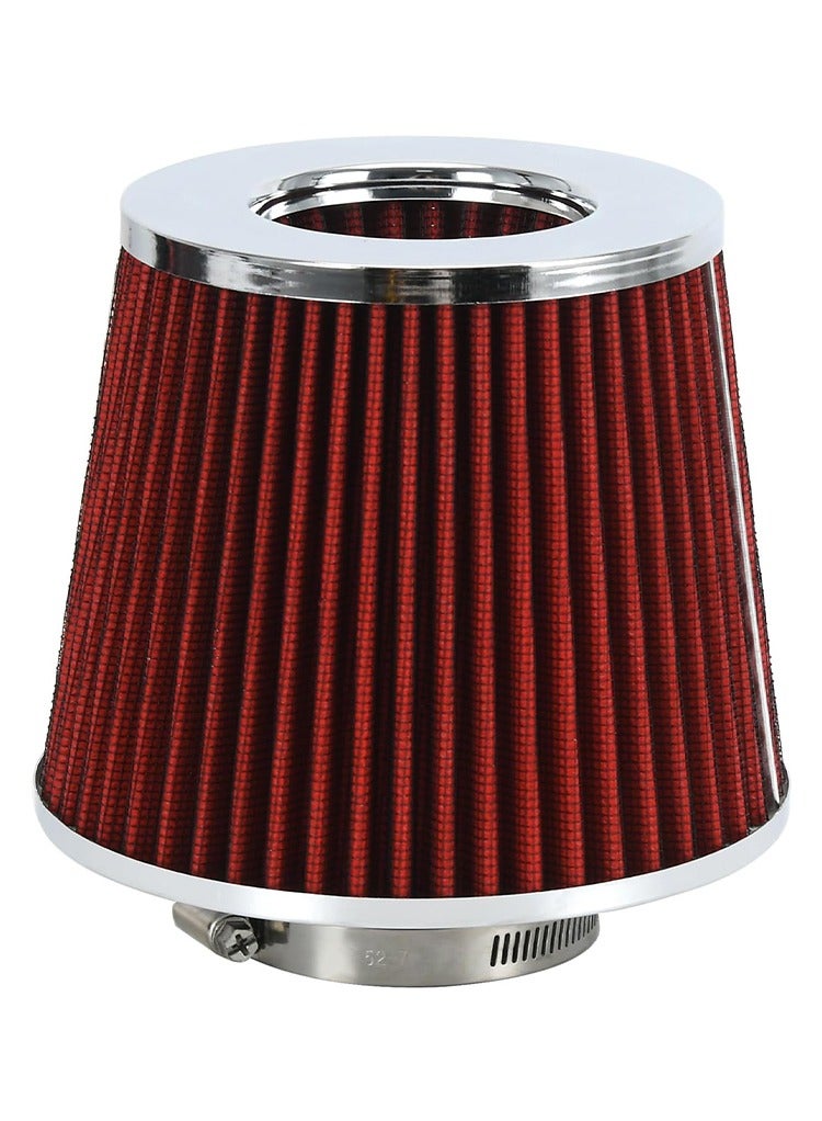Mr.Smart Performance Car Air Filter, Cone-Shaped, Washable Non-Woven Material, Red with Chrome Cap - Image 1