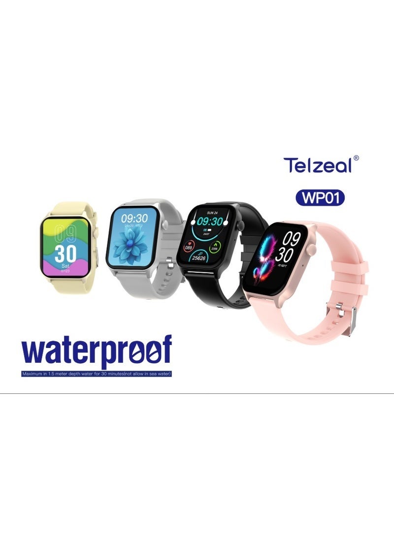 Telzeal WP01 Waterproof Smart Watch with Full‑Touch Display, Fitness Tracker, 2 Interchangeable Straps, IP‑68 Water Resistance, Health Monitoring – Stylish Unisex Design - Image 2