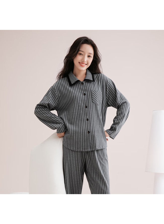 Fenton Fenteng Women's Pajamas Class A 7a Antibacterial 100% Cotton New Striped Couple Sleepwear Homewear - Image 1