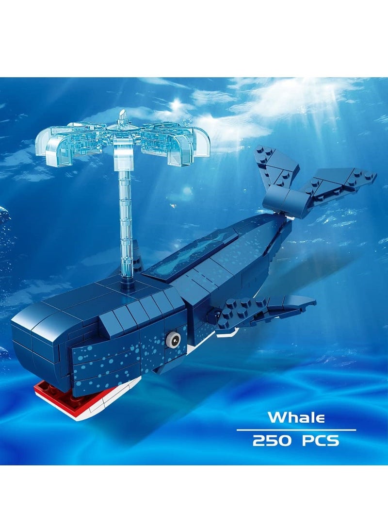 Blue Whale Building Toy Set, Sea Animal Building Blocks, Deep Sea Creatures Building Toy Set for Children 8 Years Old and Up, Party Favors, Birthday, 250 Pieces - Image 3
