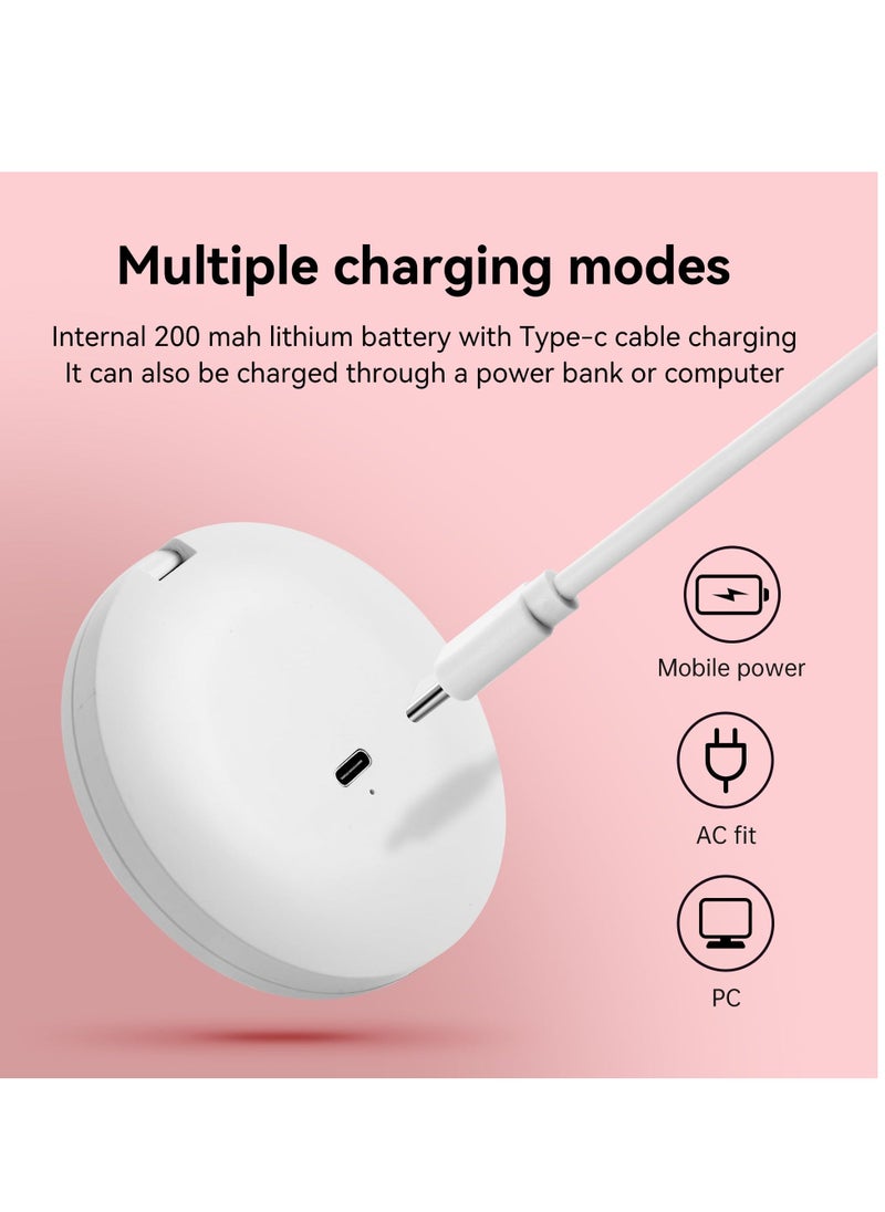 مرآة مكياج سفر مضيئة LED، قابلة للشحن، تكبير 1x/2x، مع ضوء، مرآة صغيرة قابلة للشحن عبر USB، مرآة مكياج محمولة وقابلة للتعتيم لحقيبة اليد والمحافظ والجيوب، هدايا للفتيات (أبيض)