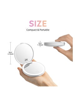 Generic Led Travel Makeup Mirror, Rechargeable Magnification 1x/2x, with Light USB Rechargeable Small Pocket Mirror Dimmable Portable Makeup Mirror for Handbags Purses Pockets Gifts for Girls (White)  - Image 4
