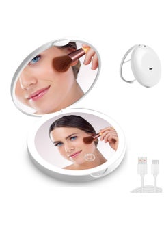 Generic Led Travel Makeup Mirror, Rechargeable Magnification 1x/2x, with Light USB Rechargeable Small Pocket Mirror Dimmable Portable Makeup Mirror for Handbags Purses Pockets Gifts for Girls (White)  - Image 3