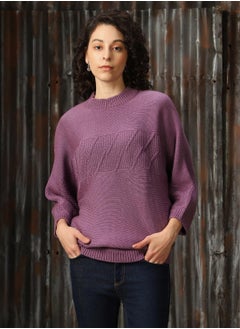 HIGH STAR Women's Sea Fog 100% Acrylic Solid Oversized Sweater  - Image 1