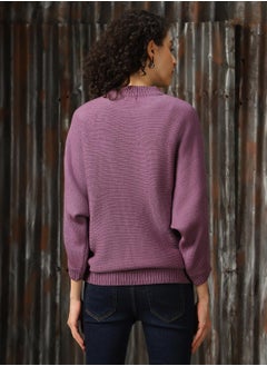 HIGH STAR Women's Sea Fog 100% Acrylic Solid Oversized Sweater  - Image 3