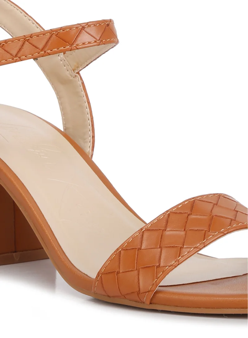 London Rag Block Heeled Slip On Sandals in Tan
