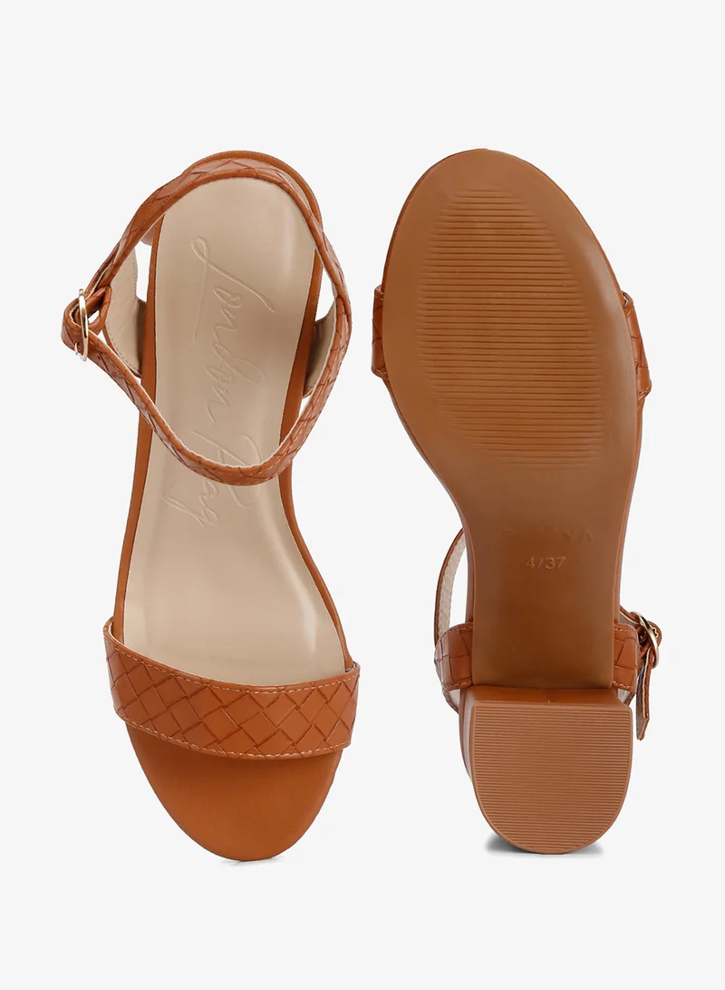 London Rag Tan Strap Block Heel Sandals in Tan for Women | Best Price UAE