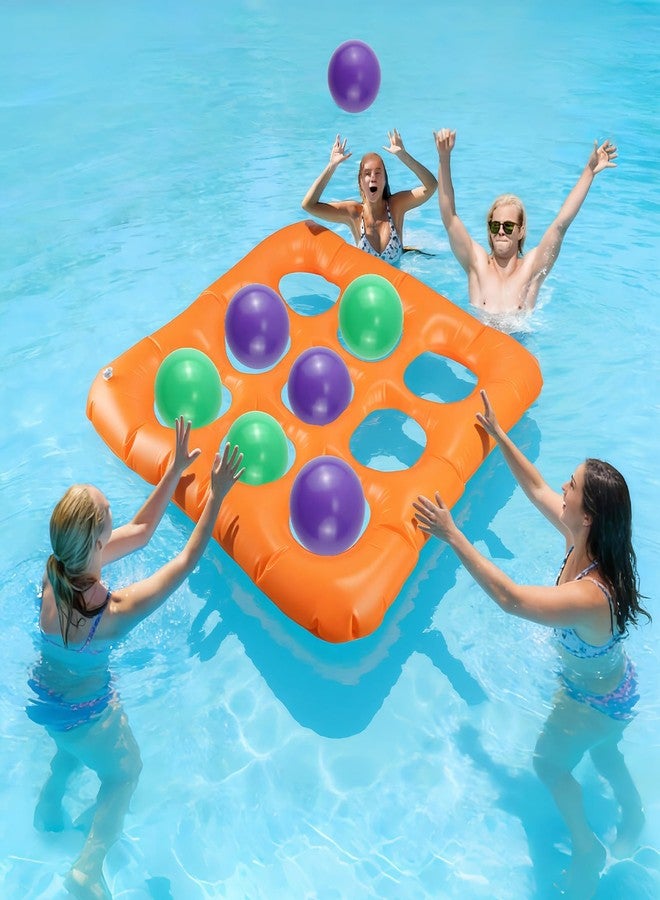 oyeftp Pool Toys Games Set- Tic-Tac-Toe Inflatable Pool Toy with 10 Balls Fun Summer Pool Party Beach Lawn Camping Party Float Game Water Ball Toys - for Adults Teens 2-10 Players - Image 1