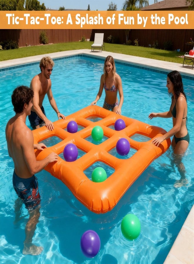 oyeftp Pool Toys Games Set- Tic-Tac-Toe Inflatable Pool Toy with 10 Balls Fun Summer Pool Party Beach Lawn Camping Party Float Game Water Ball Toys - for Adults Teens 2-10 Players - Image 2