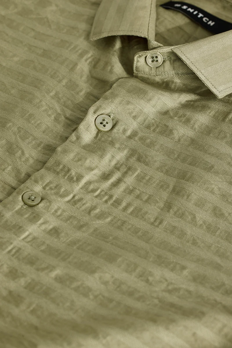 SNITCH Green Textured Slim Fit Shirt