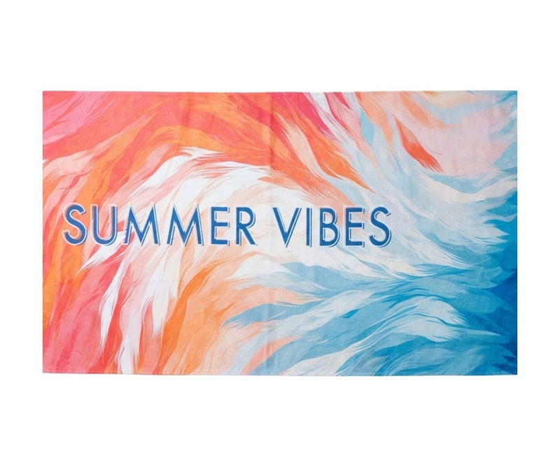 SUMMER VIBES Beach Towel – Sea Print – Multicolor – 140 × 70 cm - Image 1