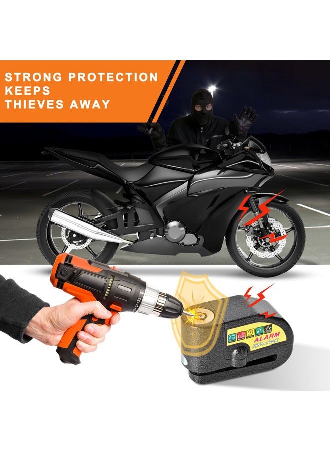 Mathtoxyz Motorcycle Alarm Disc Brake Lock, Motorcycle Locks Anti-Theft Security Wheel Disc Lock Waterproof 110dB Alarm Sound with 5ft Reminder Cable Keys and Carry Pouch for Motorbike Bike Scooter - Image 2