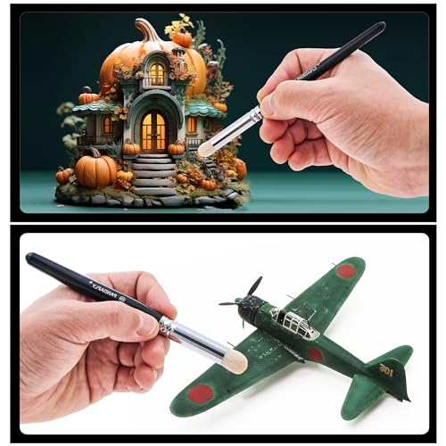 PANDAFLY Drybrush Set - 3 Sizes Hobby Detail Paint Brush Set, Acrylic Paint Brushes for Tabletop, Citadel, Scale Model, Watercolor Oil Painting - Image 4