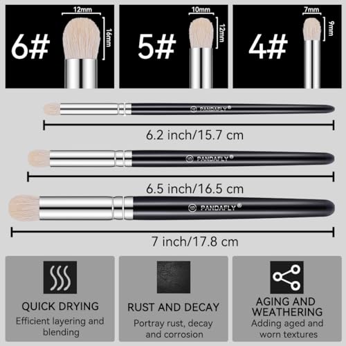 PANDAFLY Drybrush Set - 3 Sizes Hobby Detail Paint Brush Set, Acrylic Paint Brushes for Tabletop, Citadel, Scale Model, Watercolor Oil Painting - Image 3