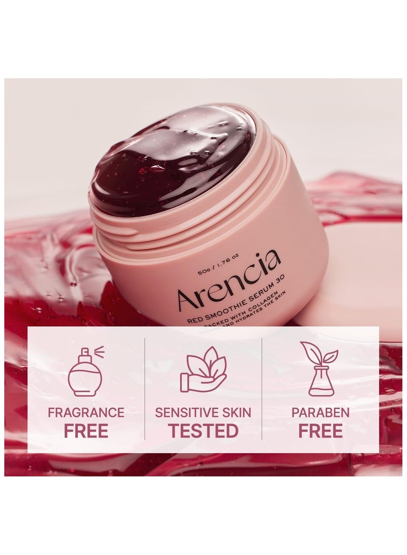 Arencia Overnight Red Smoothie Face Mask Serum, Glowing & Soothing with 30% red collagen, Niacinamide, Peptide, Vitamin E 50g, - Image 5