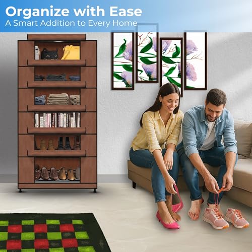 TRENDY Multipurpose Shoe Rack Cabinet 6 Layer All-in-one Storage Organizer with Dustproof Cover | Space-Saving Shoe Stand for Home, Wardrobe & Entryway - Image 4