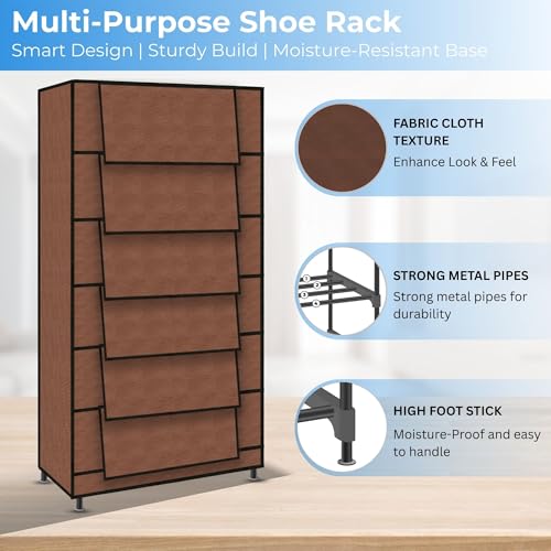 TRENDY Multipurpose Shoe Rack Cabinet 6 Layer All-in-one Storage Organizer with Dustproof Cover | Space-Saving Shoe Stand for Home, Wardrobe & Entryway - Image 5