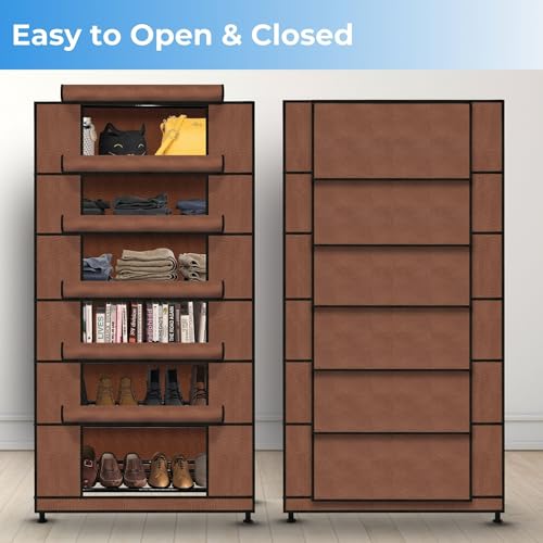 TRENDY Multipurpose Shoe Rack Cabinet 6 Layer All-in-one Storage Organizer with Dustproof Cover | Space-Saving Shoe Stand for Home, Wardrobe & Entryway - Image 3