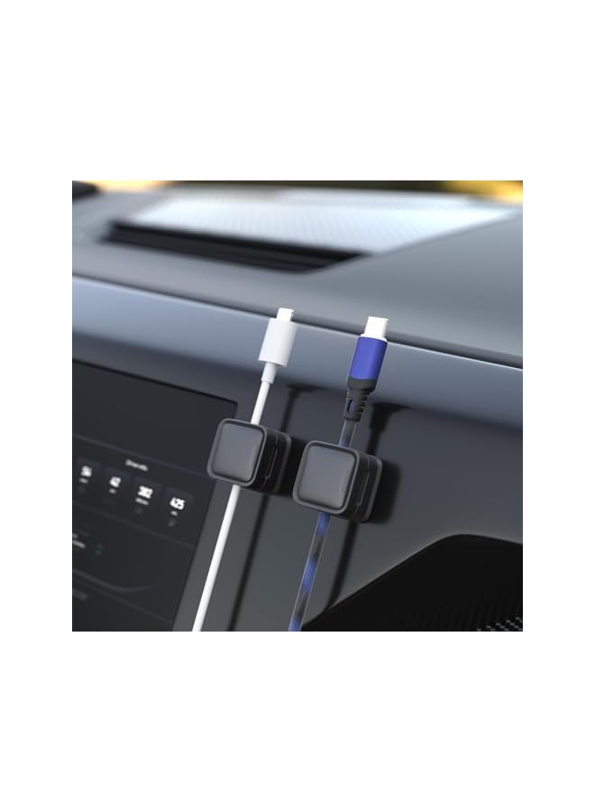 Green Tiger 8 Pack Magnetic Cord Organizer, Under Desk Cable Management, Adhesive Wire Holder Keeper Organizers for Home Office Desk Phone Car Wall Desktop Nightstand-Black - Image 2