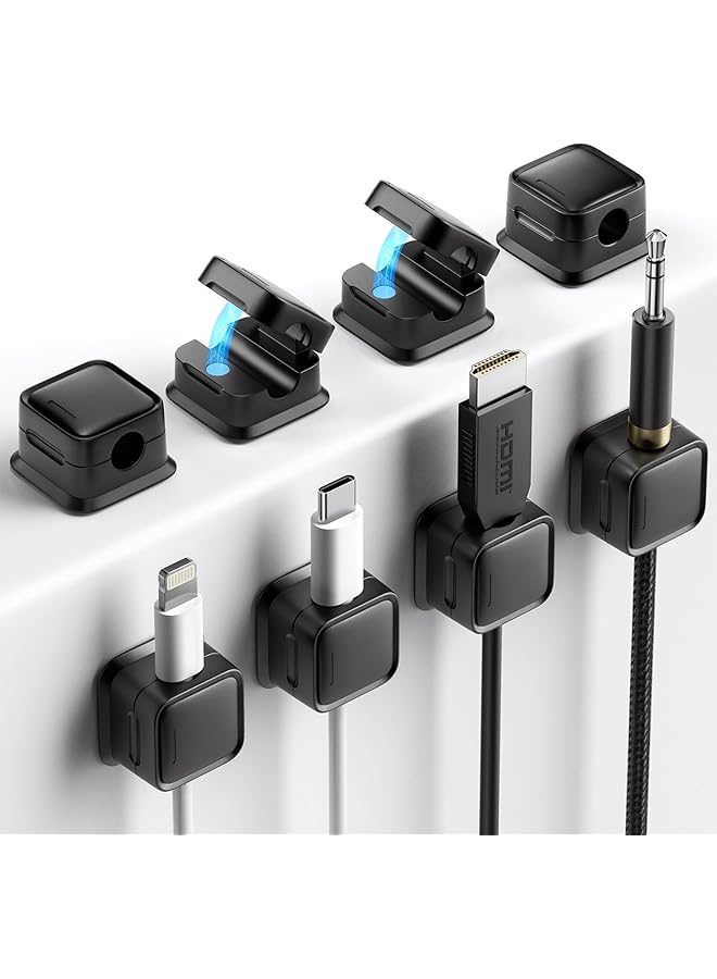 Green Tiger 8 Pack Magnetic Cord Organizer, Under Desk Cable Management, Adhesive Wire Holder Keeper Organizers for Home Office Desk Phone Car Wall Desktop Nightstand-Black - Image 1