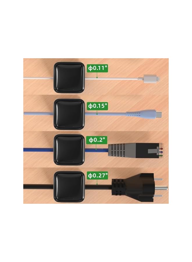 Green Tiger 8 Pack Magnetic Cord Organizer, Under Desk Cable Management, Adhesive Wire Holder Keeper Organizers for Home Office Desk Phone Car Wall Desktop Nightstand-Black - Image 4