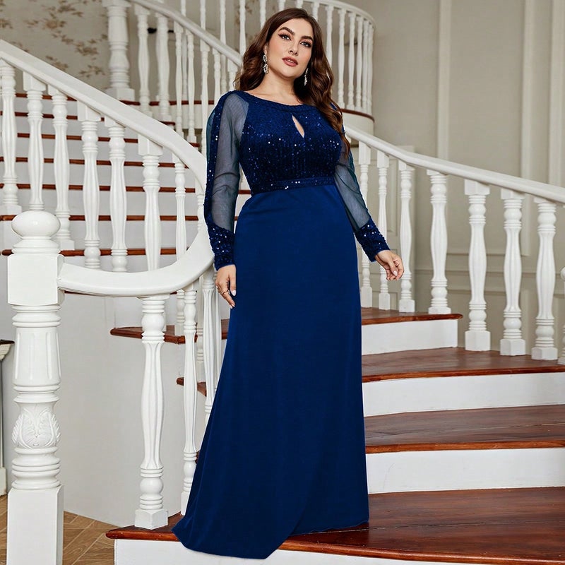 Evening Dress Plus Size Elegant Slim-Fit Solid Color Dress Party Party Banquet - Image 4