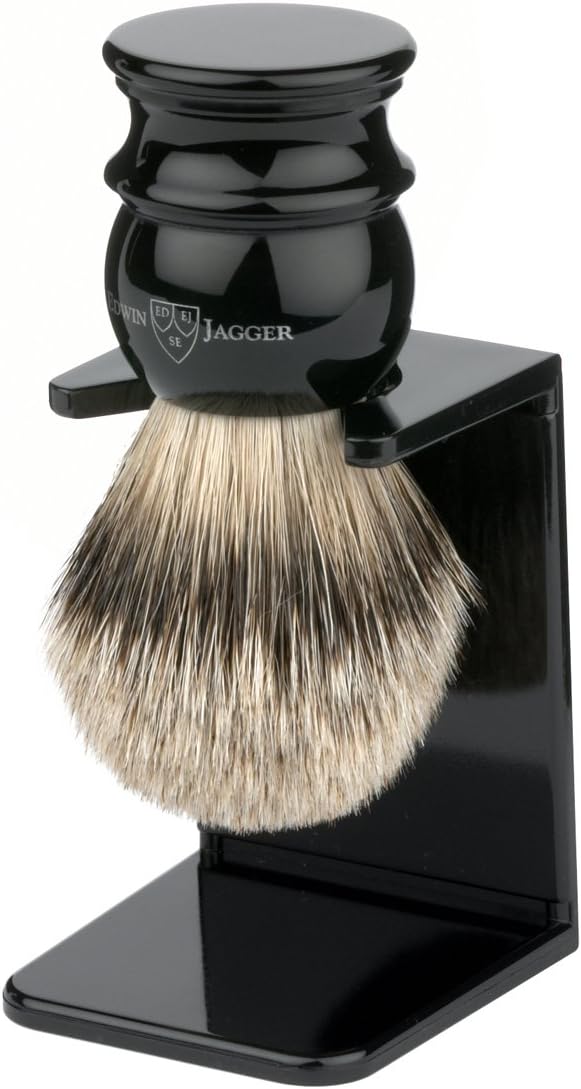 Edwin Jagger Silvertip Badger With Drip Stand Large Imitation Ebony - Image 1