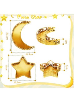 Yoawllty Ramadan Trays, Ramadan Decorations Plates, Ramadan Table Decoration, 2Pcs Gold Moon Star Shaped Pastry Snacks Dessert Holder for Home Decoration, Party Supplies  - Image 3