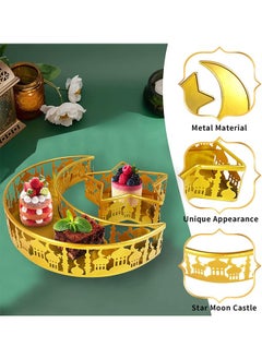 Yoawllty Ramadan Trays, Ramadan Decorations Plates, Ramadan Table Decoration, 2Pcs Gold Moon Star Shaped Pastry Snacks Dessert Holder for Home Decoration, Party Supplies  - Image 4