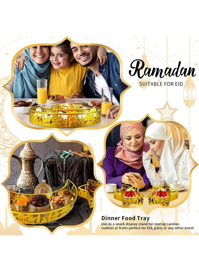 يواوليتي صواني رمضان ، أطباق زينة رمضان ، رمضان الجدول الديكور ، 2 قطعة الذهب القمر ستار على شكل المعجنات وجبات خفيفة الحلوى حامل للديكور المنزل ، لوازم الحفلات  - Image 5