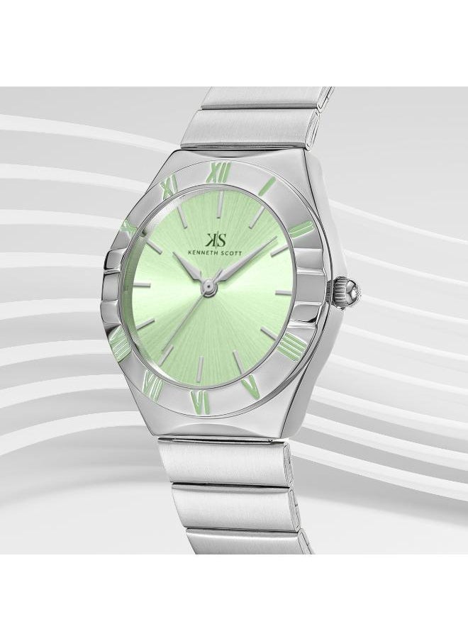 KENNETH SCOTT Kenneth Scott K24506-SBSH Women's Analog Display Watch & Stainless Steel Strap Silver  - Image 3