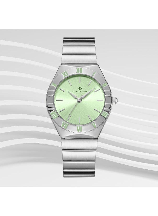 KENNETH SCOTT Kenneth Scott K24506-SBSH Women's Analog Display Watch & Stainless Steel Strap Silver  - Image 2