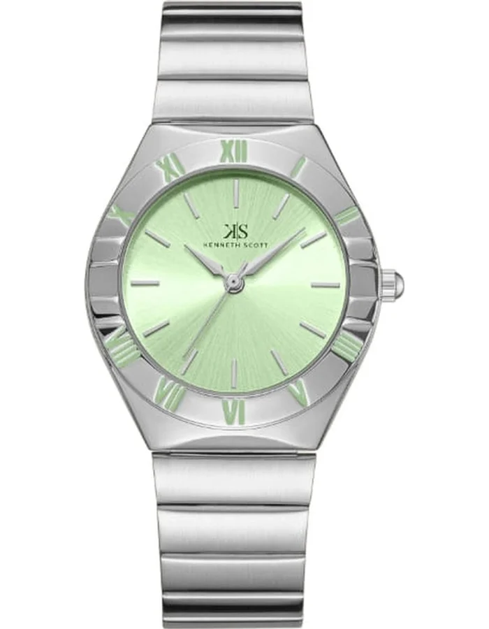 KENNETH SCOTT Kenneth Scott K24506-SBSH Women's Analog Display Watch & Stainless Steel Strap Silver